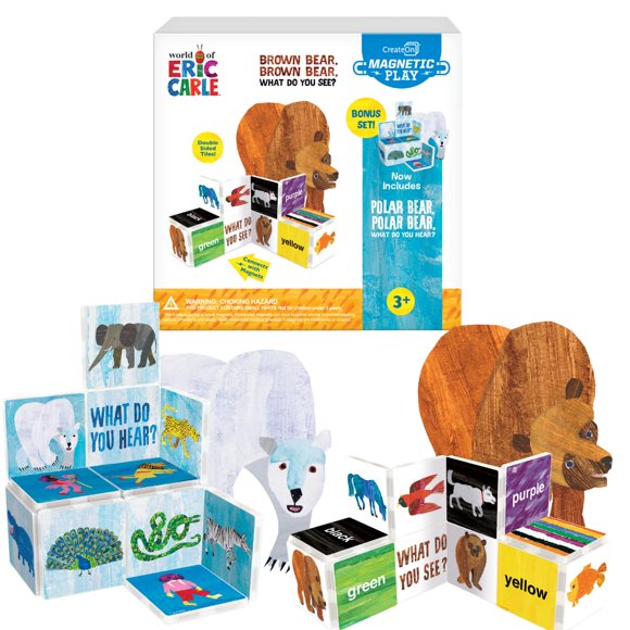 Set de construcción magnético CreateOn Eric Carle Brown Bear con oso polar para niños de más de 3 años