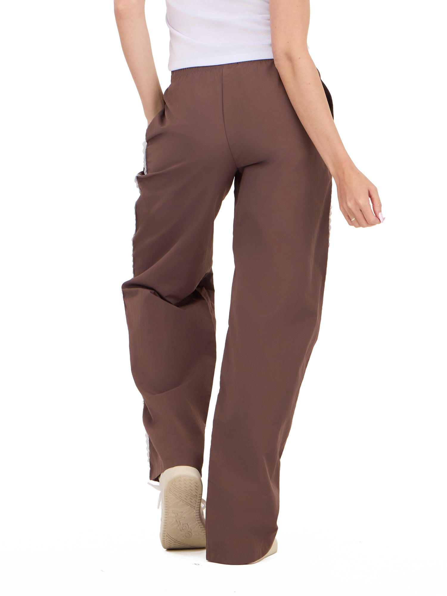 Forever 21 Women's Nylon Wide Leg Pant with Lace Trim, Sizes XS-XL