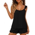 thumbnail image 2 of jobturf Ruffle Pajamas for Women 2 Piece Sets Loose Fit Cute Lounge Set Scoop Neck Tank Top and Shorts Matching Pj Outfits S-XXL, 2 of 6