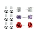 thumbnail image 2 of Brilliance Fine Jewelry Adult Sterling Silver Simulated Diamond Purple and Clear Trio Ear Set, 2 of 5