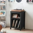 thumbnail image 3 of Record Player Stand with Vinyl Record Storage - Holds up to 160 Albums, Large Wooden Turntable Table, Black Cabinet Display Shelf for Living Room, Bedroom, Office, 3 of 5
