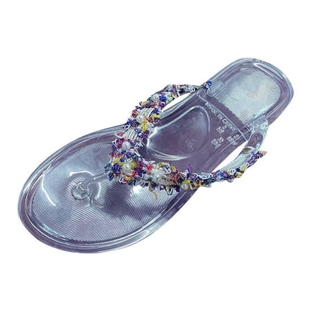 

Women Slippers Fashion Summer New Pattern Pintoed Pearl Decoration Comfortable Flat Bottom Non Slip Beach Casual Shoes
