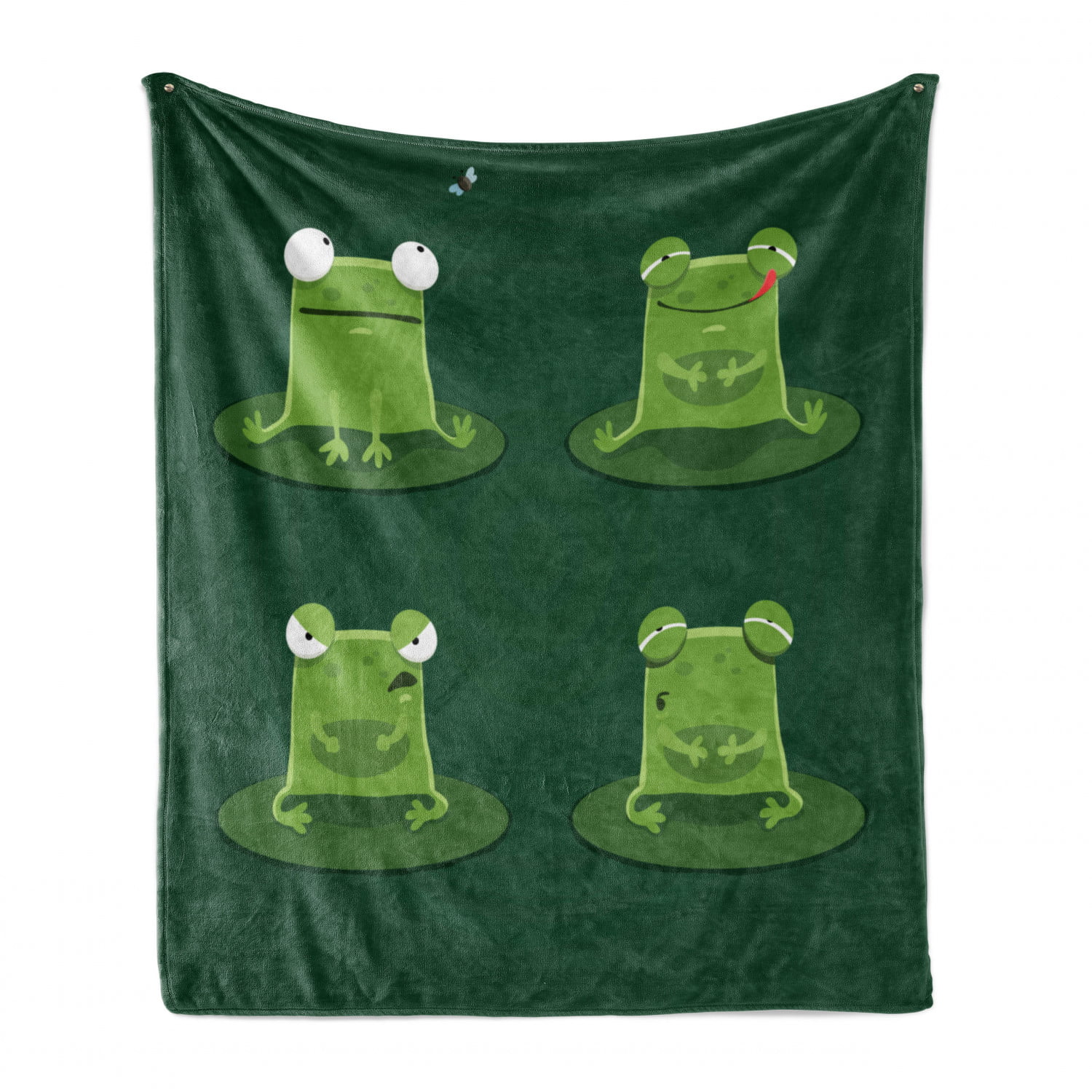 Frog Shadow Sherpa Flannel Throw Blankets Thick Reversible Plush Fleece Blanket for Bed Couch Sofa Decor Green Leaf Texture,Ultra Soft Comfy Warm Fuzzy TV Blanket 