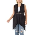 thumbnail image 3 of Women Asymmetrical Draped Open Front Sleeveless Jersey Vest Cardigan, 3 of 4