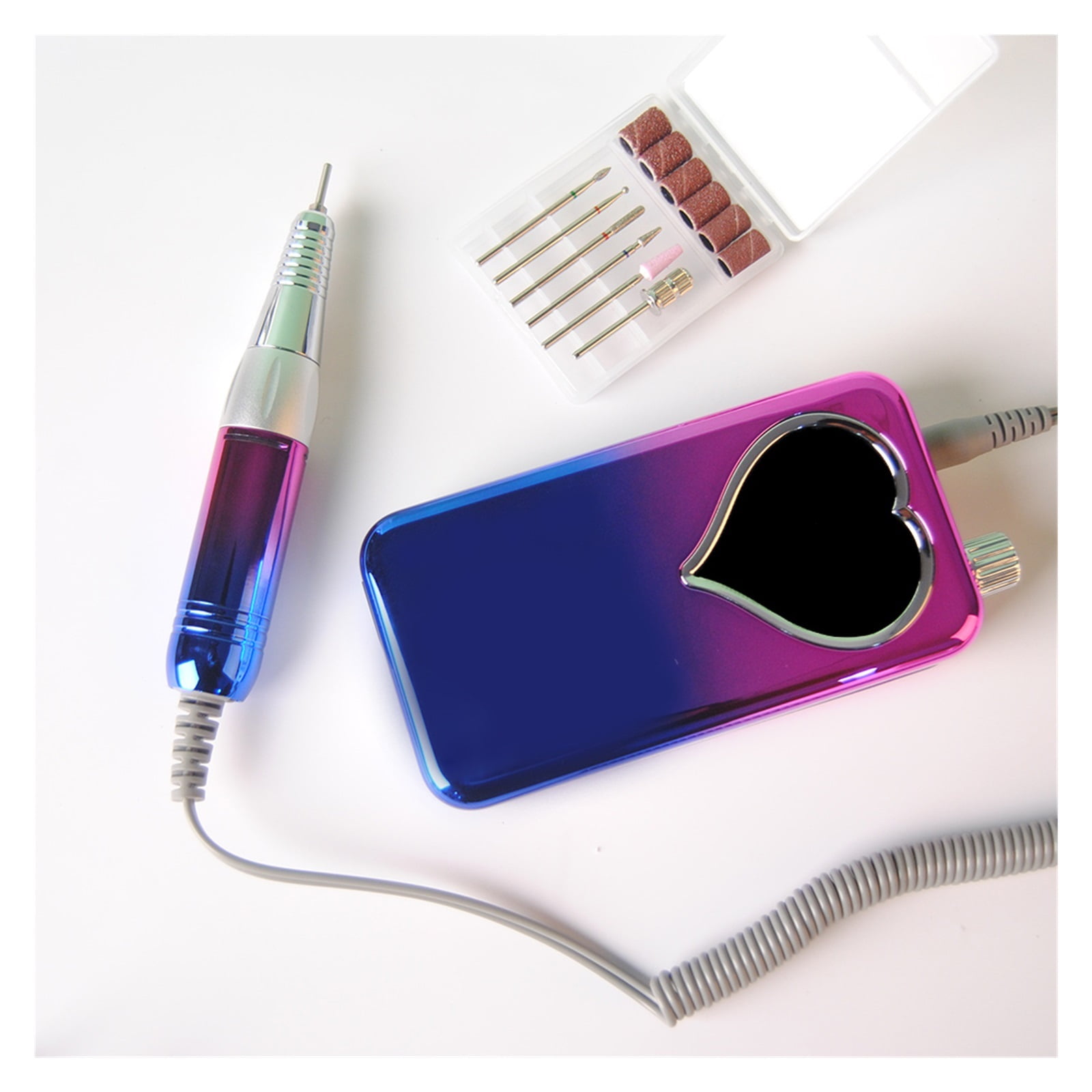 Portable 35000RPM Nail Drill Machine Rechargeable Nail Drill Heart Engraved Nail Cuticle Machine Acrylic Nail Drill Equipment