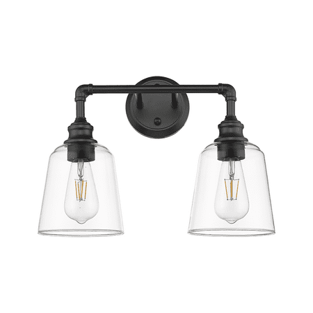 

Milla 2-Light Double Wall Sconce Bath Lighting in a Matte Black Finish Clear Glass Shades