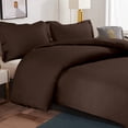 thumbnail image 3 of Twin 2-Piece Duvet Cover Set with 1 Pillow Shams, Brushed Microfiber, Easy Snap Zipper & Corner Ties, Dark Brown, Ntbay | Comforter Not Included, 3 of 6