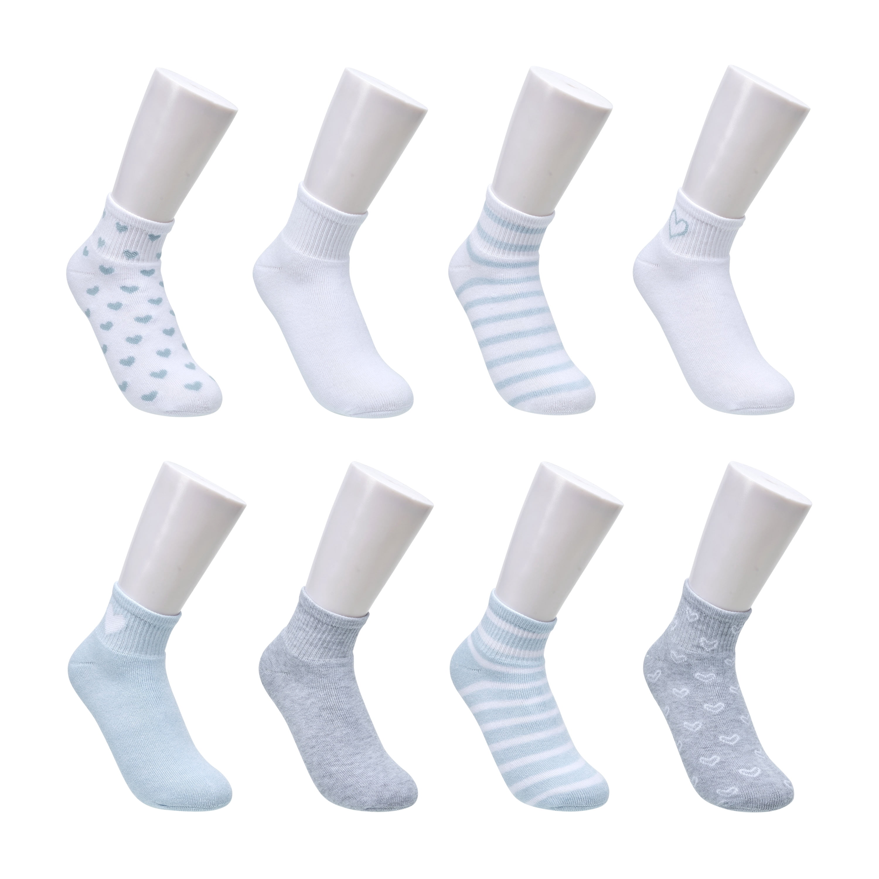 Kensie Girls Full Cushion Quarter Kids Socks (8-Pack) – Heart