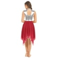 thumbnail image 4 of ZDHoor Women's Metallic Color Block Praise Lyrical Dance Dress Liturgical Worship Tunic Irregular Hem Dancewear Red L, 4 of 7