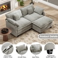 thumbnail image 4 of BedLuxury 76.7'' Loveseat Sofa with Ottoman for Living Room, Modern Chenille Comfy L Shaped Couch, 2-Seat, Grey, 4 of 10