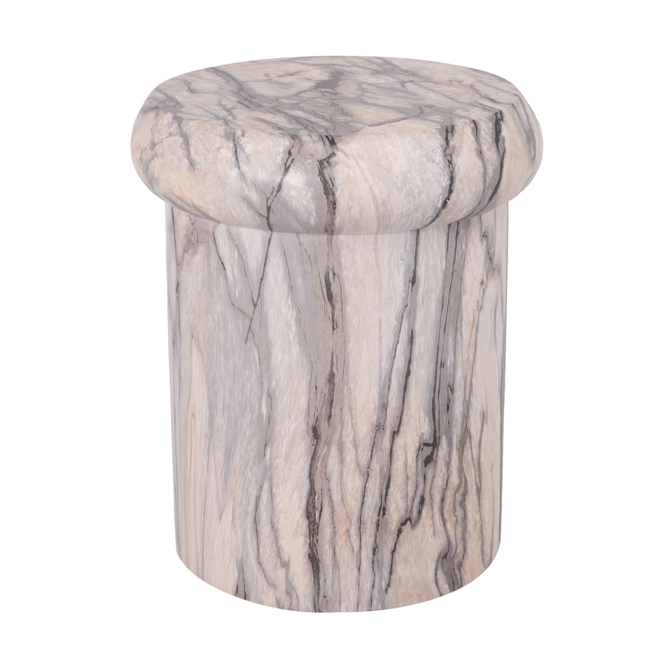 Christopher Knight Home 18.1" Modern MGO Sculptural Round Side Table, Natural Ink Marble Travertine Finish