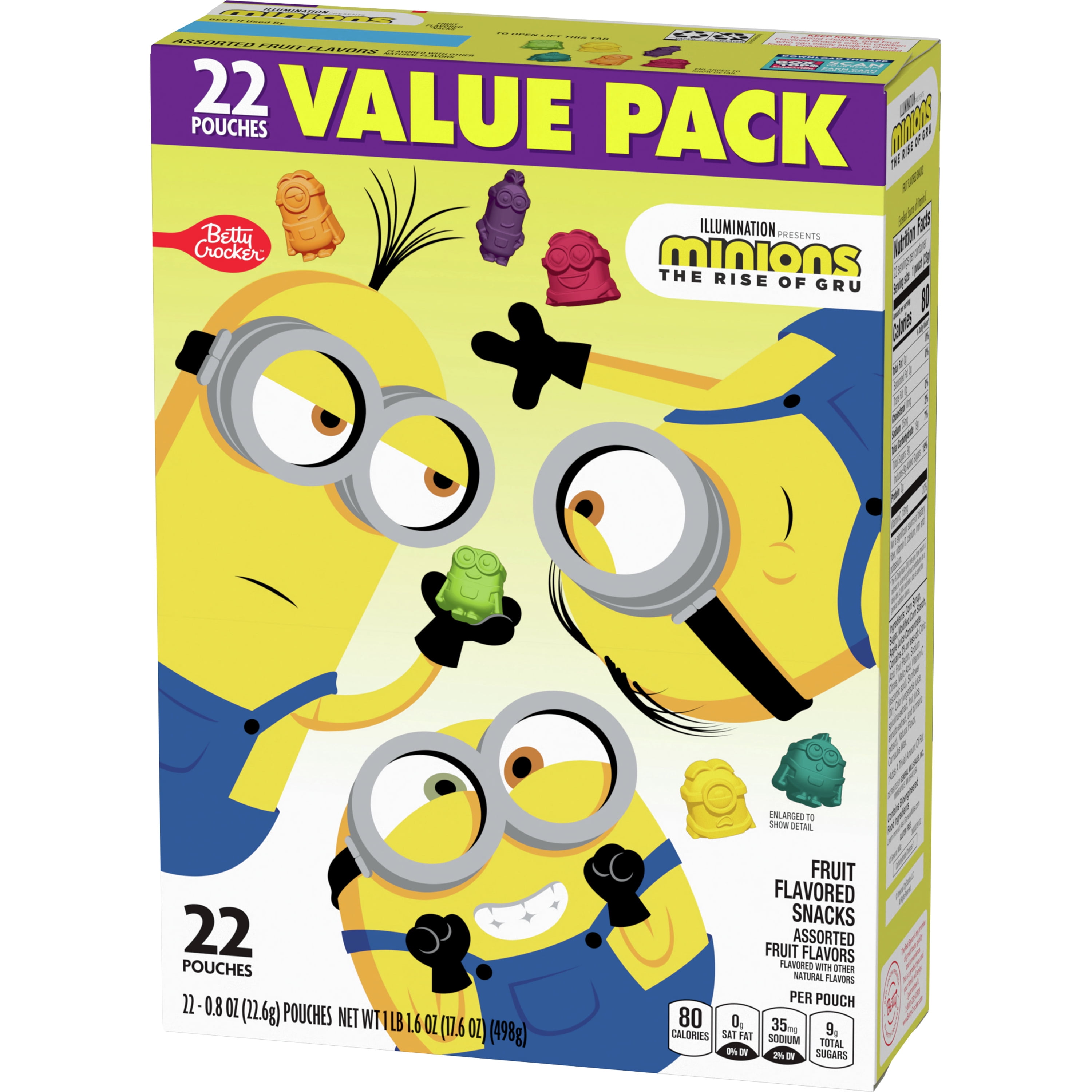 Minions Fruit Flavored Snacks, Treat Pouches, Value Pack, 22 ct