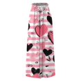 thumbnail image 4 of WTOBBY Women's Valentine's Day Print High Waist Wide Leg Palazzo Pants Casual Flowy with Pocket,Beach Trousers Ideal for Summer Parties, Wedding Events and Special Romantic Occasions,Pink M, 4 of 5