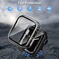 thumbnail image 3 of [Paquete de 2] Estuche para Apple Watch Series 7 de 45 mm con protector de pantalla, cubierta protectora rígida de PC, protector de vidrio templado para accesorios de Apple Watch (negro +, 3 of 6