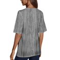 thumbnail image 3 of CIENVNSTG Tops For Women V Neck Short Sleeve Casual Fit Hollow Out Knit Oversized T Shirts Basic Summer Petite Office Tunic Top Ladies Blouse Gray XL, 3 of 4