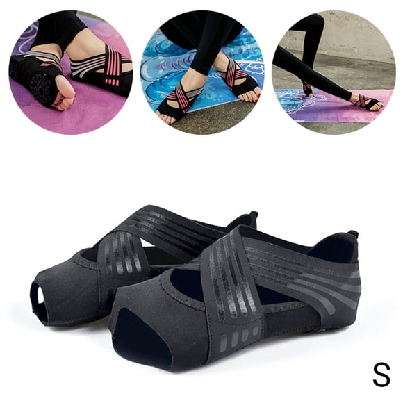 Calcetines de yoga para mujer, cinco dedos de los pies, zapatos de pilates, correas cruzadas para fitness, calcetines de yoga antideslizantes para interiores YUNYI BRAND  Deportes