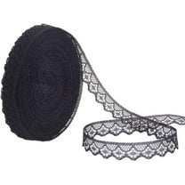 30 Yards 5/8 Inch Flower Lace Ribbon Roll Black Vintage Floral Hollow Lace Trim Polyester Scalloped Edge Appliques Trimming Bulk for Sewing Making Crafts Bouquets Clothes Wedding Home Decor