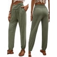 thumbnail image 3 of Womens Yoga Sweatpants Loose Workout Harem Joggers Casual Comfy Lounge Pajama Pants with Pockets Army Green S, 3 of 7