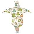 thumbnail image 2 of Dailycode Wearable Blanket Hoodie Oversized Sherpa Flannel Blankets with Pocket for 3-14 Year Old Cute Frogs with Leaf, 2 of 7