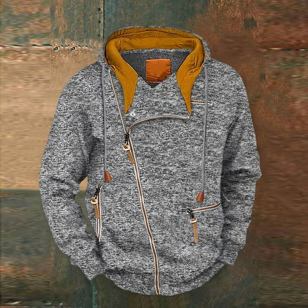 WILLBEST Sudaderas En Pareja Hombre Invierno Retro Moda Sólido Bolsillo Cardigan Cremallera Suéter Grande
