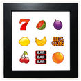 thumbnail image 1 of Fruit Illustration Numérique Dessin Animé Motif Cadre Carré Noir Image Murale Table, 1 of 3
