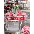 thumbnail image 4 of Outdoor Tablecloth with Umbrella Hole and Zipper, Valentine's Day Round Table Cloth 60 Inch Waterproof Tablecloth, Gnomes Roses Loves Romantic Watercolor Picnic Table Cover for Patio Camping, 4 of 7