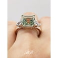 thumbnail image 5 of 7mm - 10mm Asscher Square Cut, Natural Green Amethyst, Three Stone Ring, Sterling Silver, 5 of 5