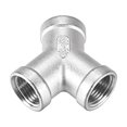 thumbnail image 3 of Conector de tubo en forma de T de acero inoxidable Unique Bargains 3/8 BSPT hembra Clase 150 Y en forma de Y Conector Acoplador Plateado 2pcs, 3 of 3