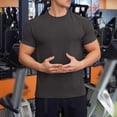 thumbnail image 2 of T-shirt Col Rond Uni pour Hommes en Velours Décontracté Course Manches Courtes Sport Entraînement Physique Décontracté, 2 of 3