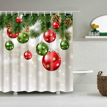 ARTJIA Merry Christmas Tree Snowflakes Baubles Ball Small Bell Eve New Year Bathroom Shower Curtain 66x72