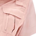 thumbnail image 6 of Hueook Summer Womens Button Down Shirt Women's Solid Color Zippered Pockets Blouses Short Sleeve Button-Up Turndown Collar Casual Fashionable Top Pink L, 6 of 7