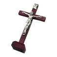 thumbnail image 3 of Crucifijo de madera, estatua de Jesús, adorno, regalos religiosos, Cruz de mesa católica para sala de estar, hogar, oficina, decoración, colección de borgoña Soledad Figurilla Jesús Cruz, 3 of 9