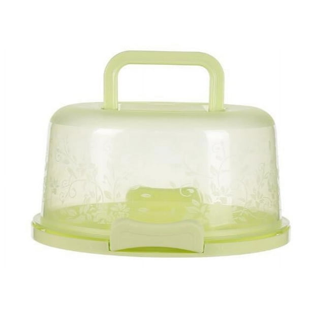 Caja de almacenamiento para pasteles | Tapa transparente portátil, impermeable, resistente a olores, antideslizante, azul/verde/blanco, 26x22,5x13,5cm, recipiente fresco para magdalenas, snacks