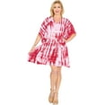 thumbnail image 4 of HAPPY BAY Women's Loungewear Oversize Caftan Knee Length Housecoat 2X-3X Cranberry Tart, Tie Dye, 4 of 4