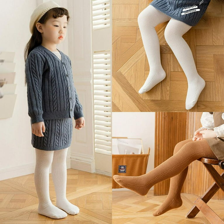 Little Girls Tights Cable Knit Leggings Stockings Cotton Pantyhose Infants  Toddlers 1-12T