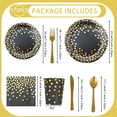 thumbnail image 3 of 175 Pcs Black and Gold Paper Plates and Napkins Set for 25 Guests, Disposable Party Supplies with Gold Polka Dots Compostable Dinnerware for Birthday, Graduation, Father's day or Daily Use, 3 of 8