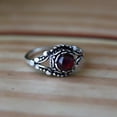 thumbnail image 2 of Red Garnet Ring, January Birthstone Ring, 925 Sterling Silver Ring, Round Cut Gemstone Ring, Designer Ring, Silver Oxidized Ring, Boho Ring*, 2 of 7