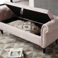 thumbnail image 4 of Holaki 63" Velvet Multi-functional Storage Rectangular Sofa Stool Buttons Tufted Nailhead Trimmed Solid Wood Legs with 1 Pillow, Light Pink, 4 of 10