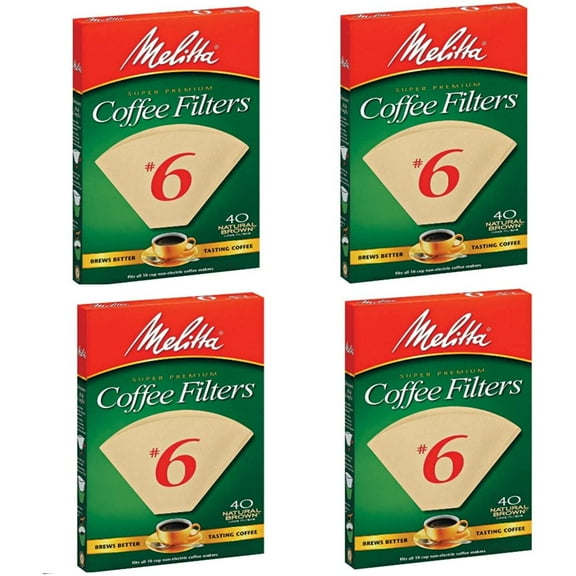 Melitta FBA USA Inc 626412#6 Natural Brown Cone Coffee Filters 40 Count - 4 PACK