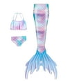 thumbnail image 1 of Swimsuits for Women 3 Piece Set Ruffled Top Mermaid Performance with Fish Tail Design Light Blue Women Bathing Suits XL, 1 of 3