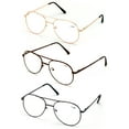 thumbnail image 2 of 3 Pairs Metal Aviator Reading Glasses - Spring Hinge Tear Drop Clear Lens Reader +3.00, 2 of 3