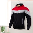 thumbnail image 2 of Patchwork Hoodie Men's Fall Winter Colorblock Drawstring Hoodie with Thick Plush Long Sleeves Big Pocket Retro Thin Loose Wear Sport Top Men Hooded, 2 of 7