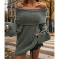 thumbnail image 6 of Women'S Off the Shoulder Sweater Oversized Batwing Sleeve Loose Pullover Sweaters Tops Flower Gray M, 6 of 10