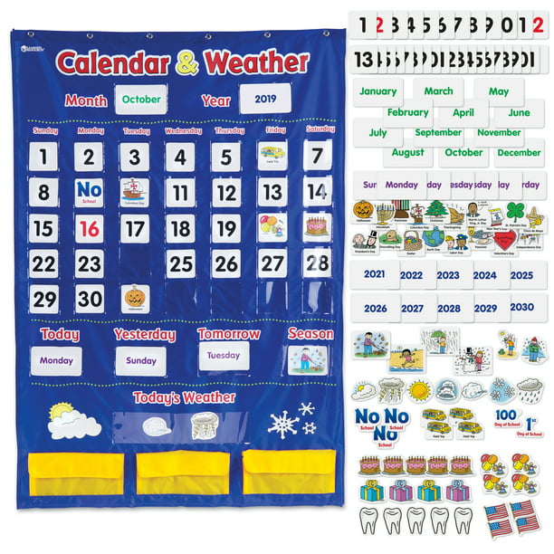 Learning Resources Calendar/Weather Pocket Chart, Classroom Supplies ...