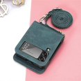 thumbnail image 1 of For Samsung Z Flip 3 Hardware All In One Case Z Flip 3 Wallet Lanyard Simple Case #green, 1 of 3