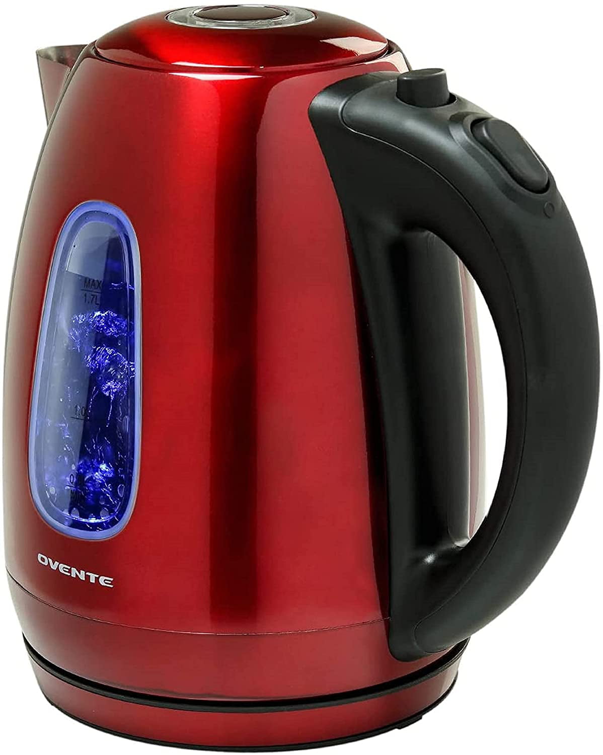 OVENTE Electric Tea Kettle Stainless Steel 1.2 Liter Portable Instant Hot  Water Boiler Heater 1100W Power Fast Boiling with Cordless Body and