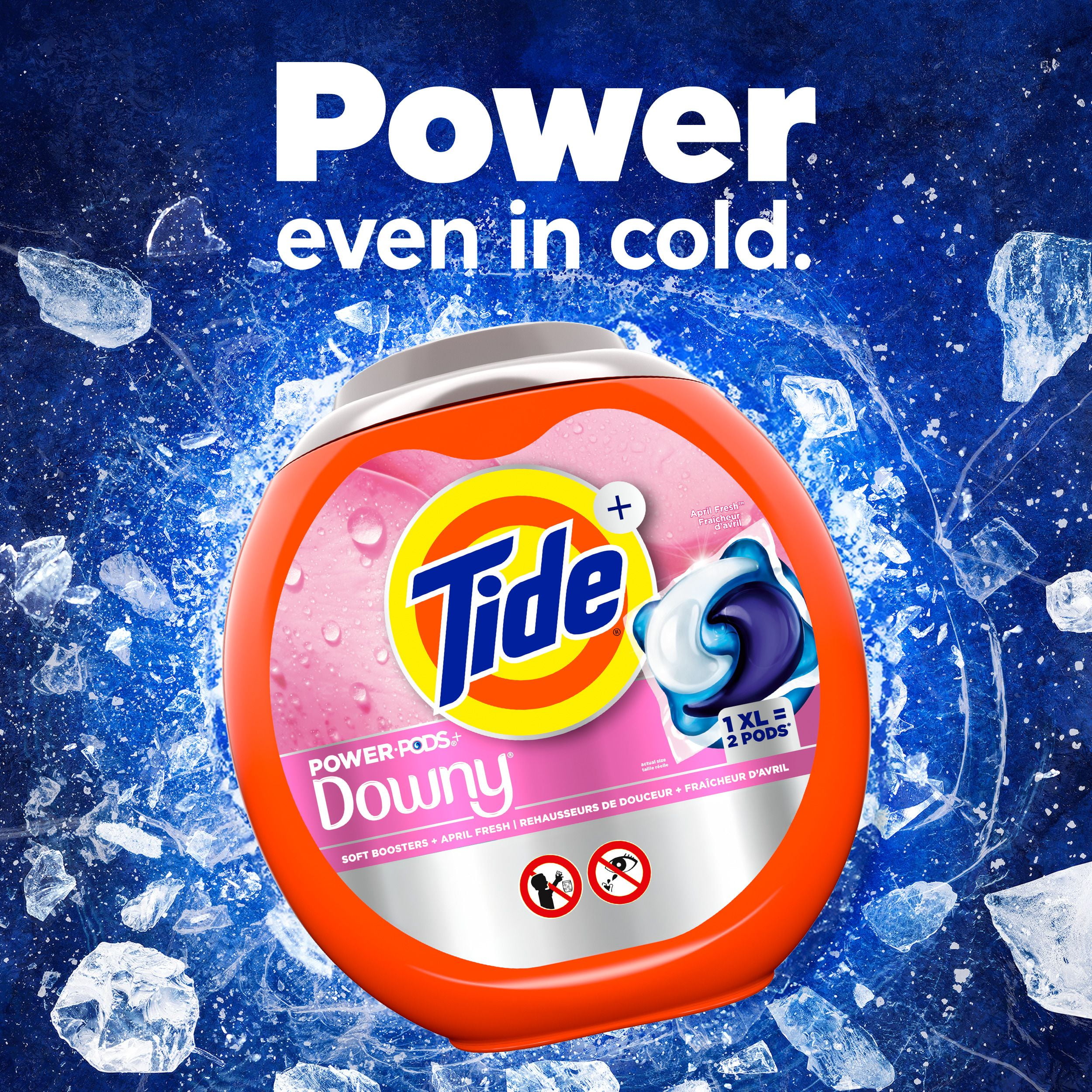Tide Power PODs + Downy Laundry Detergent Pods, Soft Boosters + April Fresh, Detergent soap pacs for Laundry washing, HE compatible, 63 Count