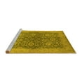 thumbnail image 2 of Ahgly Company Machine Washable Indoor Square Oriental Yellow Industrial Area Rugs, 4' Square, 2 of 4