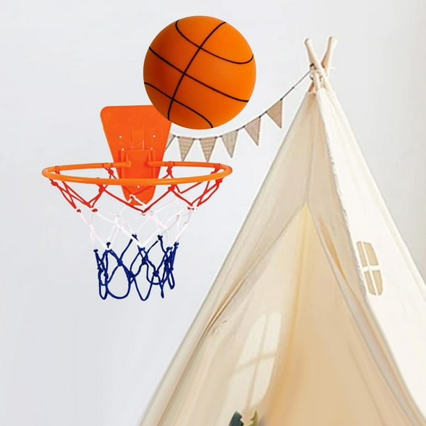 Baloncesto silencioso con aro, pelota deportiva silenciosa para niños y adultos, de poco ruido Naranja
