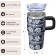 thumbnail image 3 of 20oz elephant Tumbler with Handle elephant Lover Cup Gift Travel Car Home Use Ideal Birthday Thanksgiving Gift for Women Men, 3 of 6